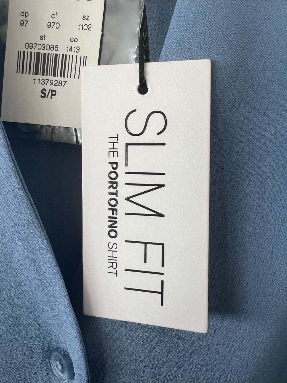 Express Light Blue Ruffle-Trim Button Front Blouse - Picture 6 of 6